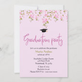 afstuderen uitnodiging met een roze bloemengroen (Voorkant)