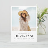 Afstuderen Uitnodiging met foto en bericht (Staand voorkant)