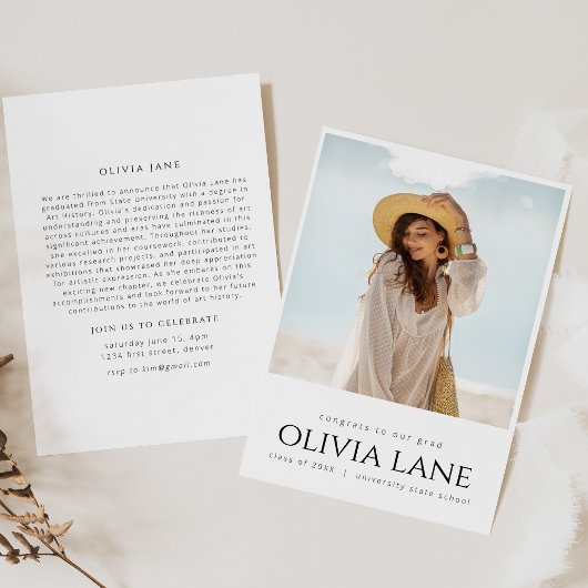 Afstuderen Uitnodiging met foto en bericht