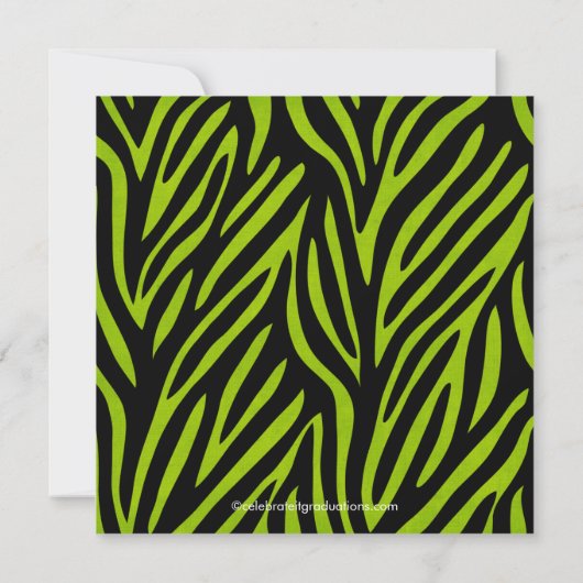 Afstuderen Uitnodiging met Foto Lime Green Zebra (Achterkant)