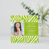 Afstuderen Uitnodiging met Foto Lime Green Zebra (Staand voorkant)