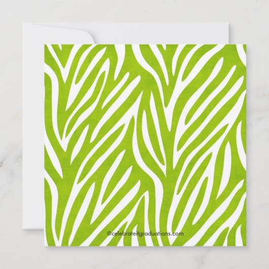 Afstuderen Uitnodiging met Foto Lime Green Zebra (Achterkant)
