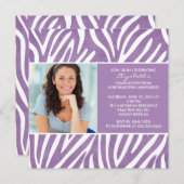 Afstuderen Uitnodiging met Foto Paars Zebra (Voorkant / Achterkant)