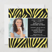 Afstuderen Uitnodiging met Fotogeel Zebra (Voorkant)