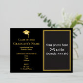 Afstuderen Uitnodiging met Kaart van Mortarboard F (Staand Voorkant)