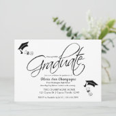 Afstuderen Uitnodiging met Pet en Diploma (Staand voorkant)