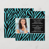 Afstuderen Uitnodiging met Photo Turquoise Zebra (Voorkant / Achterkant)