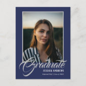 Afstuderen Uitnodiging Modern Editable Foto Blauw (Voorkant)