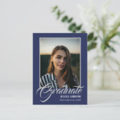 Afstuderen Uitnodiging Modern Editable Foto Blauw (Staand voorkant)