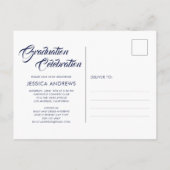 Afstuderen Uitnodiging Modern Editable Foto Blauw Briefkaart (Achterkant)