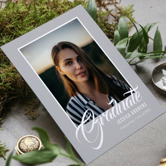 Afstuderen Uitnodiging Modern Editable Foto Blauw Briefkaart