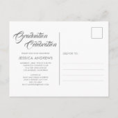 Afstuderen Uitnodiging Modern Editable Foto Silver Briefkaart (Achterkant)
