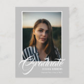 Afstuderen Uitnodiging Modern Editable Foto Silver Briefkaart (Voorkant)