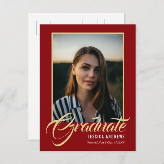 Afstuderen Uitnodiging Moderne Bewerkbare Foto Rub (Voorkant / Achterkant)