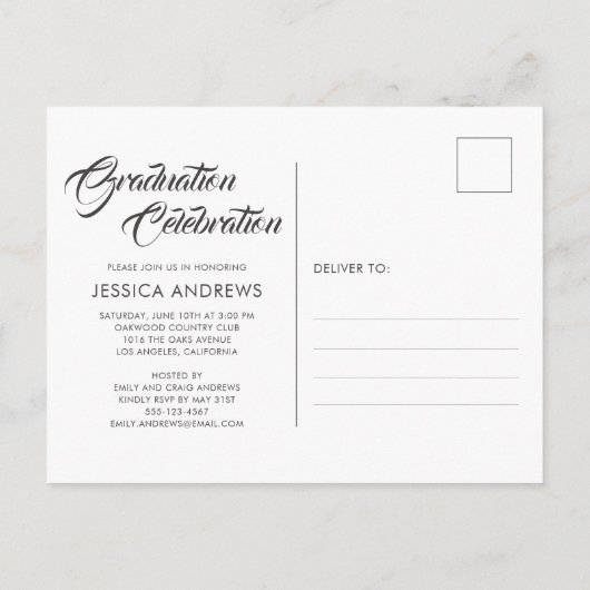 Afstuderen Uitnodiging Moderne Bewerkbare Foto Rub (Achterkant)