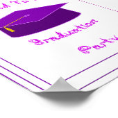 Afstuderen Uitnodiging Paarse Pet Printable Poster (Hoek)