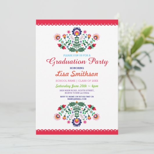 Afstuderen Uitnodiging Party Fiesta Mexicaanse Uit (Staand voorkant)