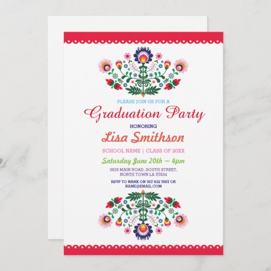 Afstuderen Uitnodiging Party Fiesta Mexicaanse Uit (Voorkant / Achterkant)