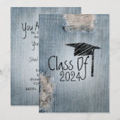 Afstuderen Uitnodiging - Ripped Jeans Klasse van 2 (Voorkant / Achterkant)