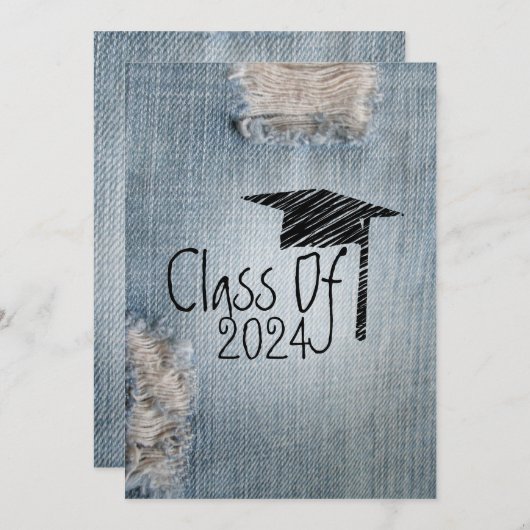 Afstuderen Uitnodiging - Ripped Jeans Klasse van 2 (Voorkant / Achterkant)
