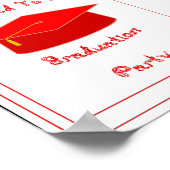 Afstuderen Uitnodiging Rood Pet Printable Poster (Hoek)