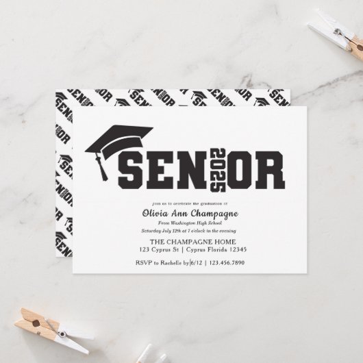 Afstuderen Uitnodiging - Senior 2025 (Voorkant / Achterkant in situ)