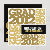 Afstuderen - Uitnodiging tot feestdag 2012 Gold 3 (Voorkant / Achterkant)