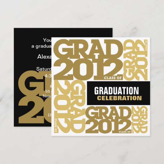 Afstuderen - Uitnodiging tot feestdag 2012 Gold 3 (Voorkant / Achterkant)