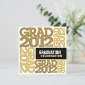 Afstuderen - Uitnodiging tot feestdag 2012 Gold 3 (Staand voorkant)