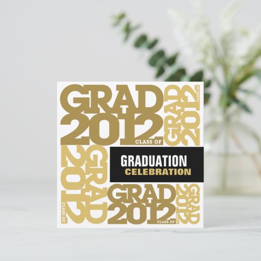 Afstuderen - Uitnodiging tot feestdag 2012 Gold 3 (Staand voorkant)