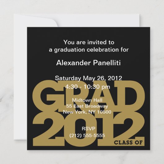 Afstuderen - Uitnodiging tot feestdag 2012 Gold 3 (Achterkant)