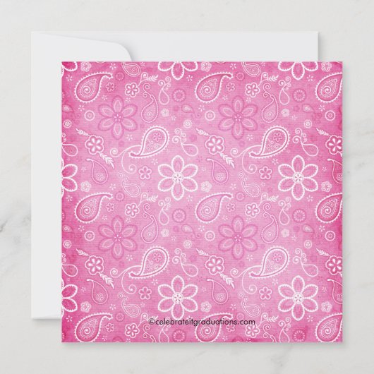 Afstuderen Uitnodiging tot fotoroze Paisley (Achterkant)