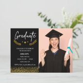 Afstuderen uitnodiging, trendy, elegant kaart (Staand voorkant)