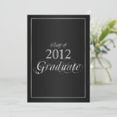 Afstuderen uitnodiging van Classy Black en Silver  (Staand voorkant)