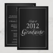 Afstuderen uitnodiging van Classy Black en Silver  (Voorkant / Achterkant)