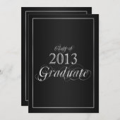 Afstuderen uitnodiging van Classy Black en Silver  (Voorkant / Achterkant)