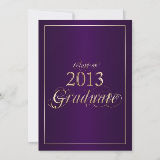 Afstuderen uitnodiging van Classy Paars en Gold 20 (Voorkant)