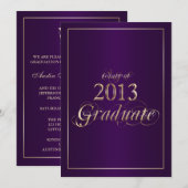 Afstuderen uitnodiging van Classy Paars en Gold 20 (Voorkant / Achterkant)
