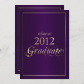 Afstuderen uitnodiging van Classy Paars en Gold 20 (Voorkant / Achterkant)