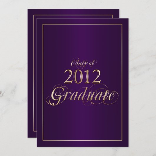 Afstuderen uitnodiging van Classy Paars en Gold 20 (Voorkant / Achterkant)