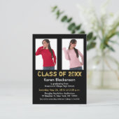 Afstuderen uitnodiging Voeg 2 Afbeelding zwart gou (Staand voorkant)