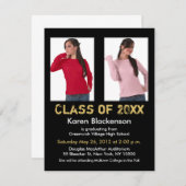 Afstuderen uitnodiging Voeg 2 Afbeelding zwart gou (Voorkant / Achterkant)