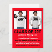 Afstuderen Uitnodiging Voeg 2 Foto's rood A5 toe (Voorkant / Achterkant)