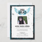 Afstuderen Uitnodiging voor Black and Blue Grunge  (Voorkant)