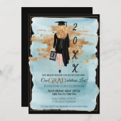Afstuderen Uitnodiging Vrouw Licht geblonde (Voorkant / Achterkant)