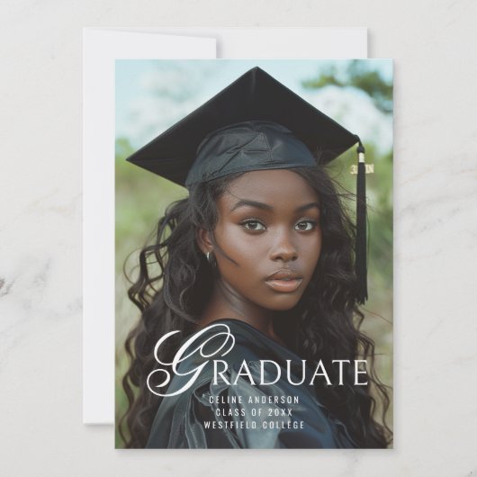 Afstuderen unieke typografie foto afstudeerfeest kaart (Voorkant)