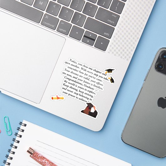 Afstuderen- Universele Vormgeving voor alle leeft Sticker (Laptop met iPhone)