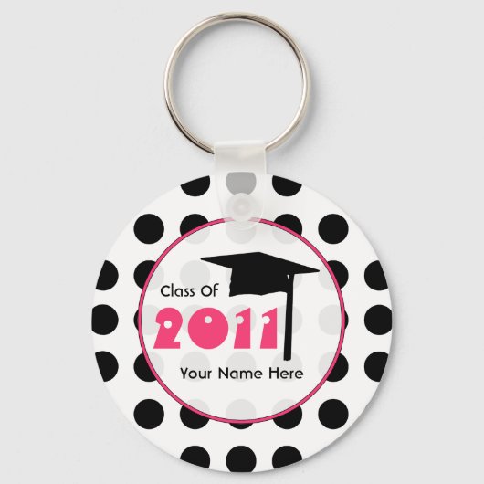 Afstuderen van 2011 - Polka Dot & Roze Sleutelhanger (Voorkant)