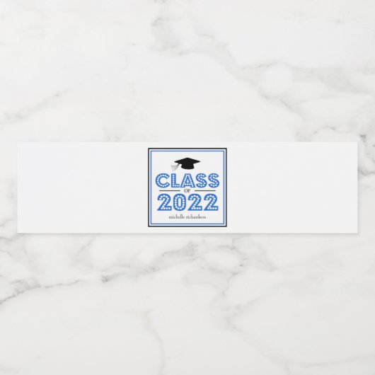 Afstuderen van 2022 in licht (blauw) waterfles etiket (Enkel label)