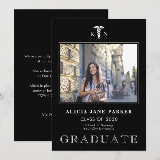 Afstuderen van 2022 op school simpele moderne foto aankondiging (Voorkant / Achterkant)